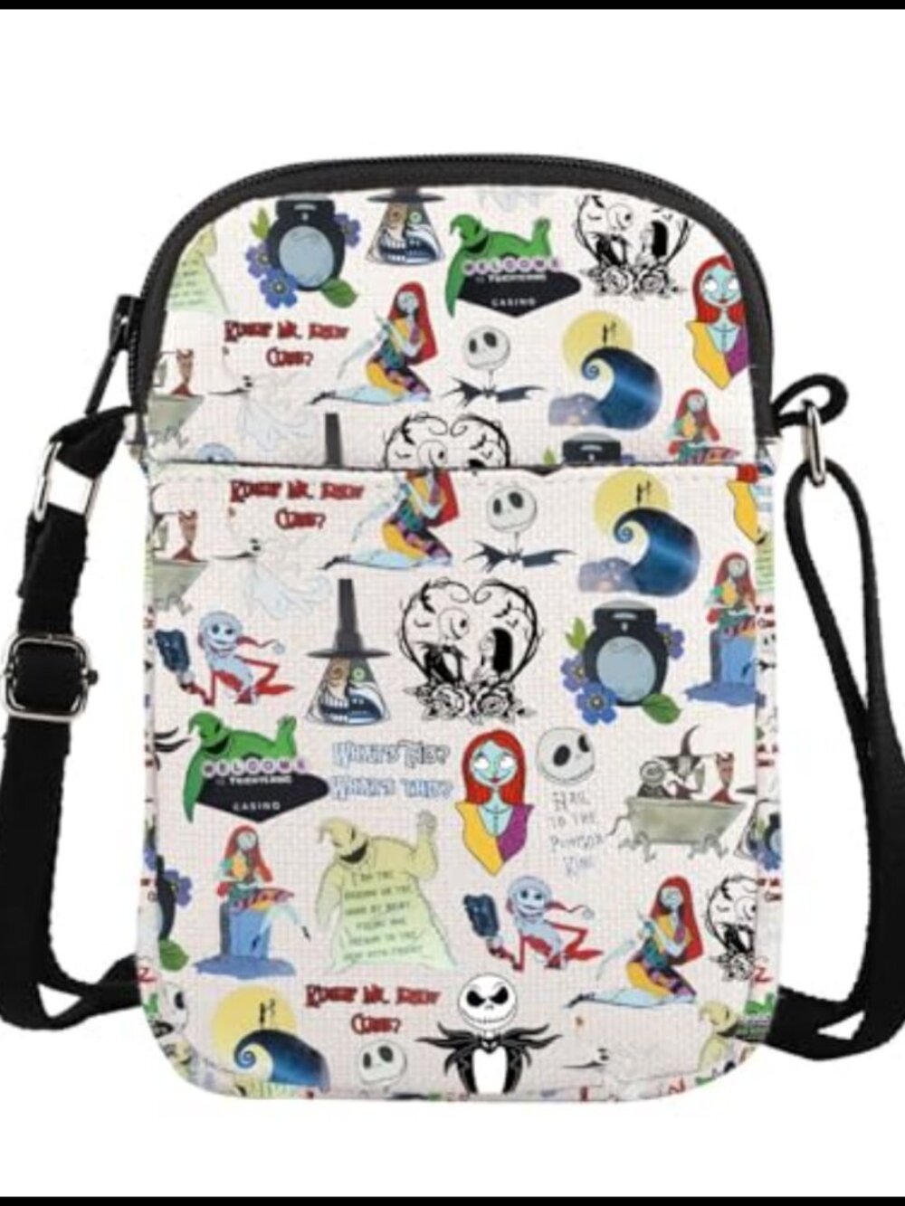 Horror Movie Inspired Cotton Linen Crossbody Messenger Bag Skull